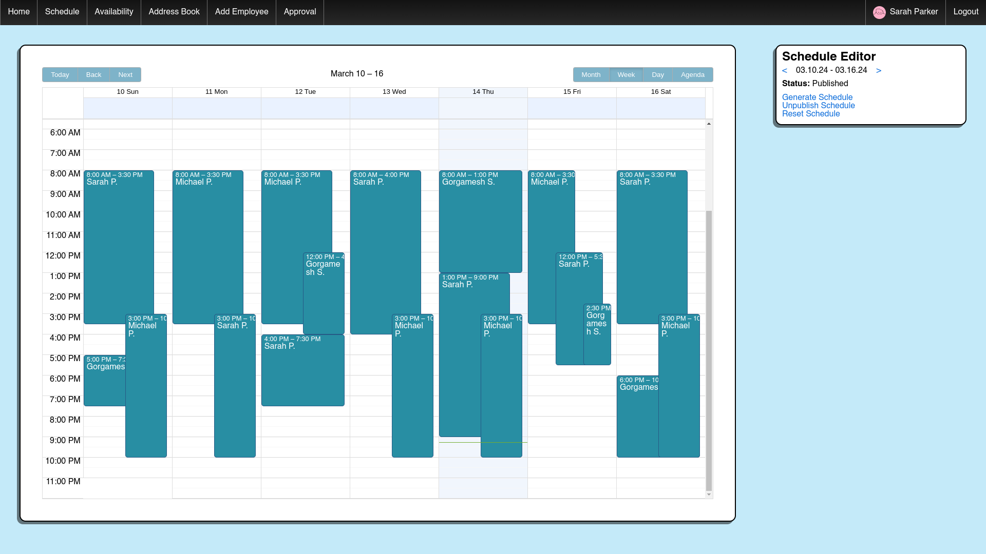 Schedule Editor