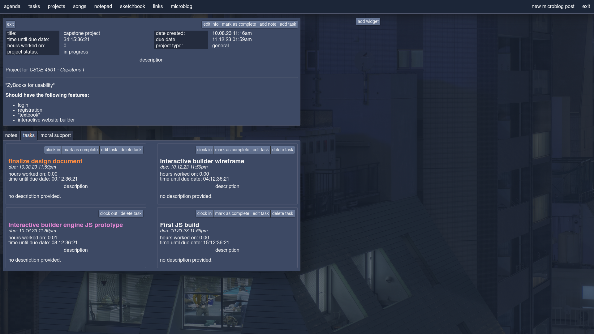 Projects Page with Tasks